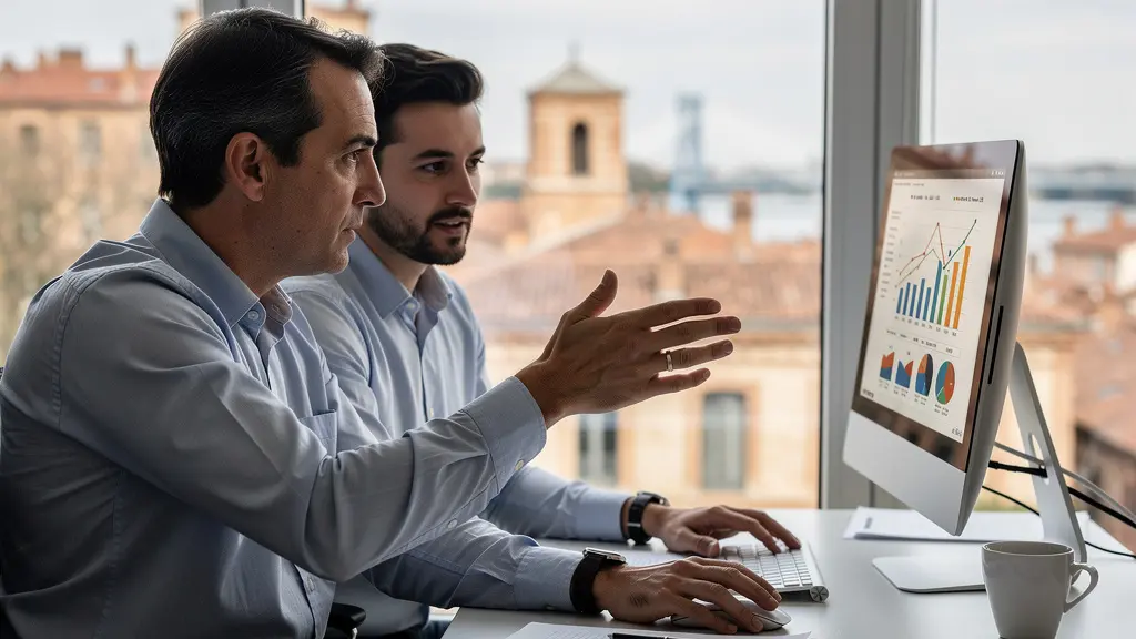 Expert-comptable LMNP discutant avec un propriétaire bailleur dans un bureau moderne à Toulouse